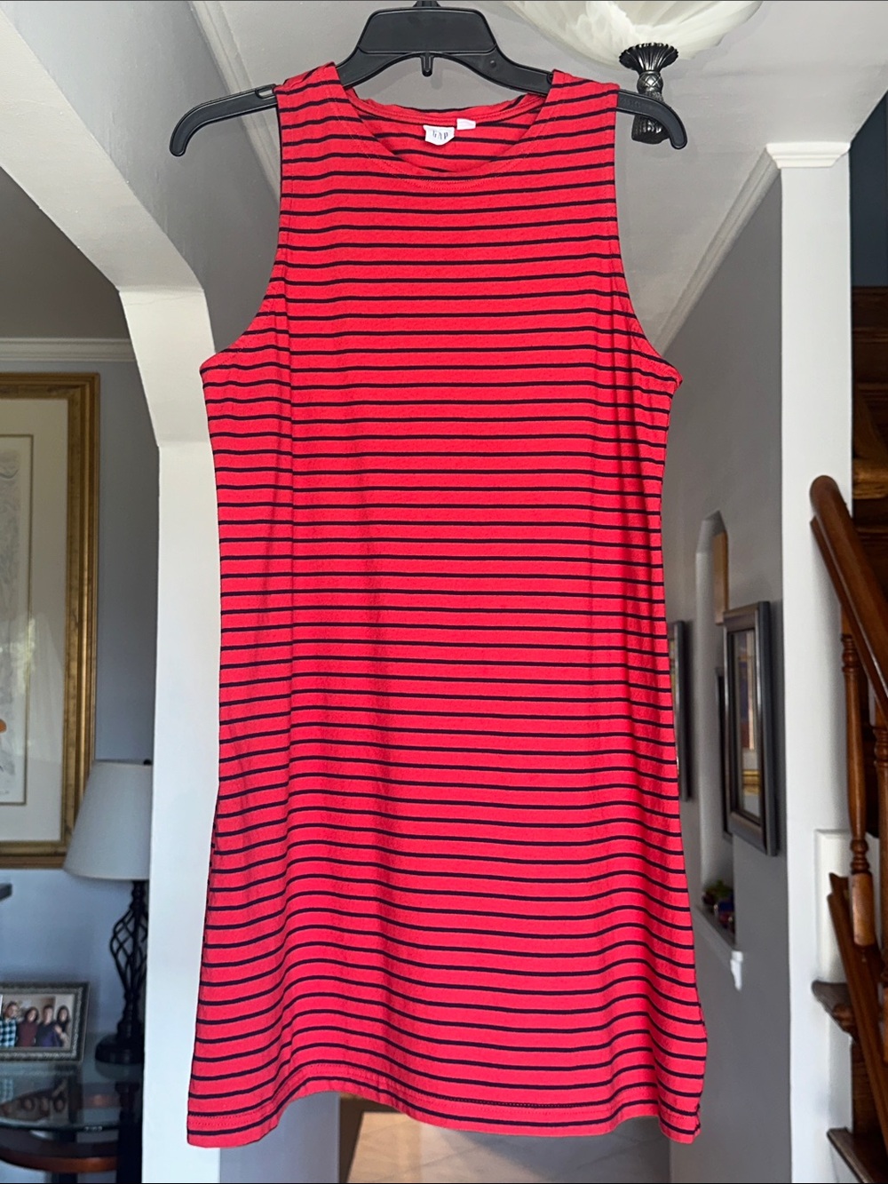 GAP Sleeveless Red & Blue Striped Shift Dress Sz M